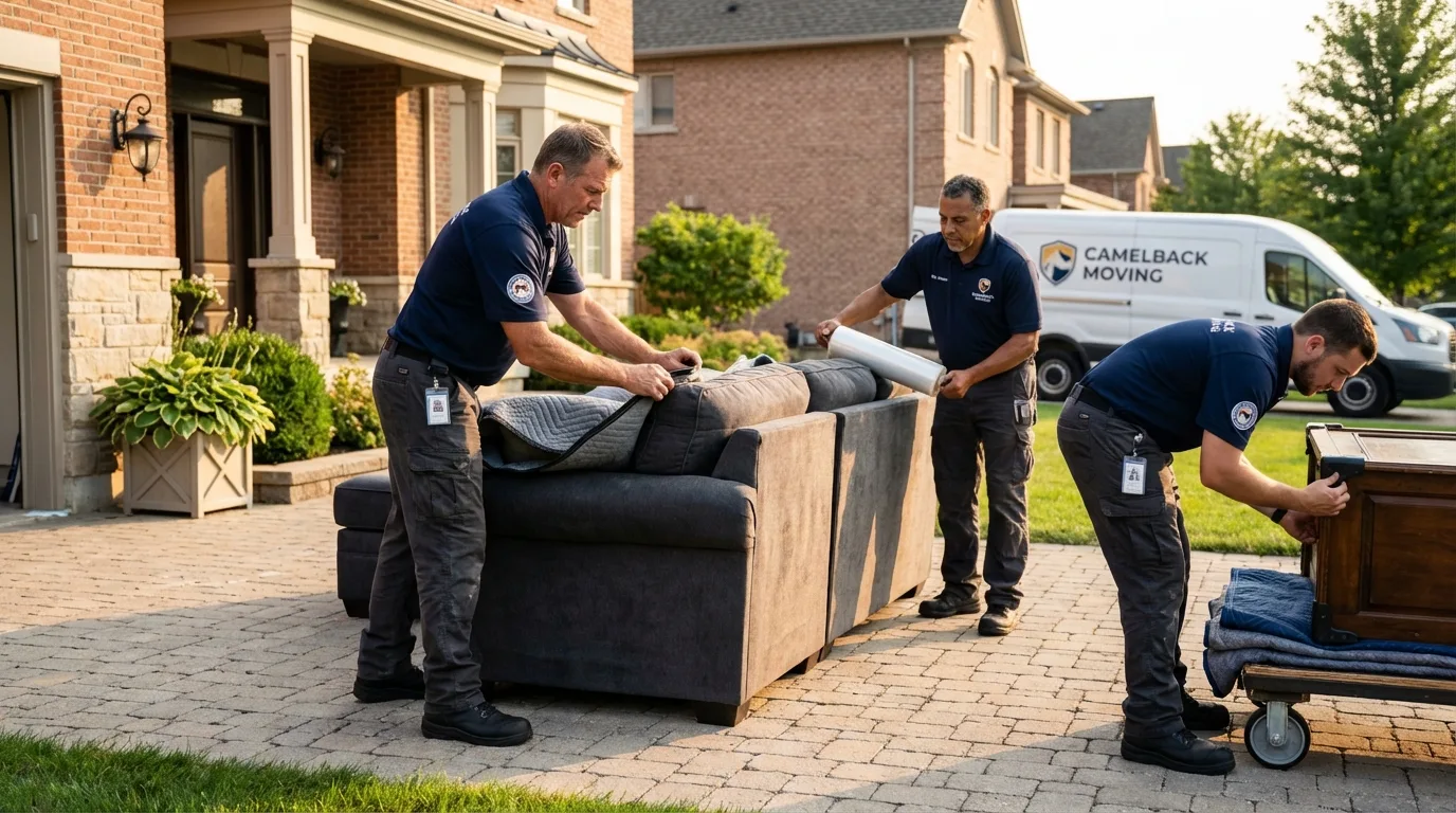 Large estate moving crew wrapping furniture in Honey Brook, PA