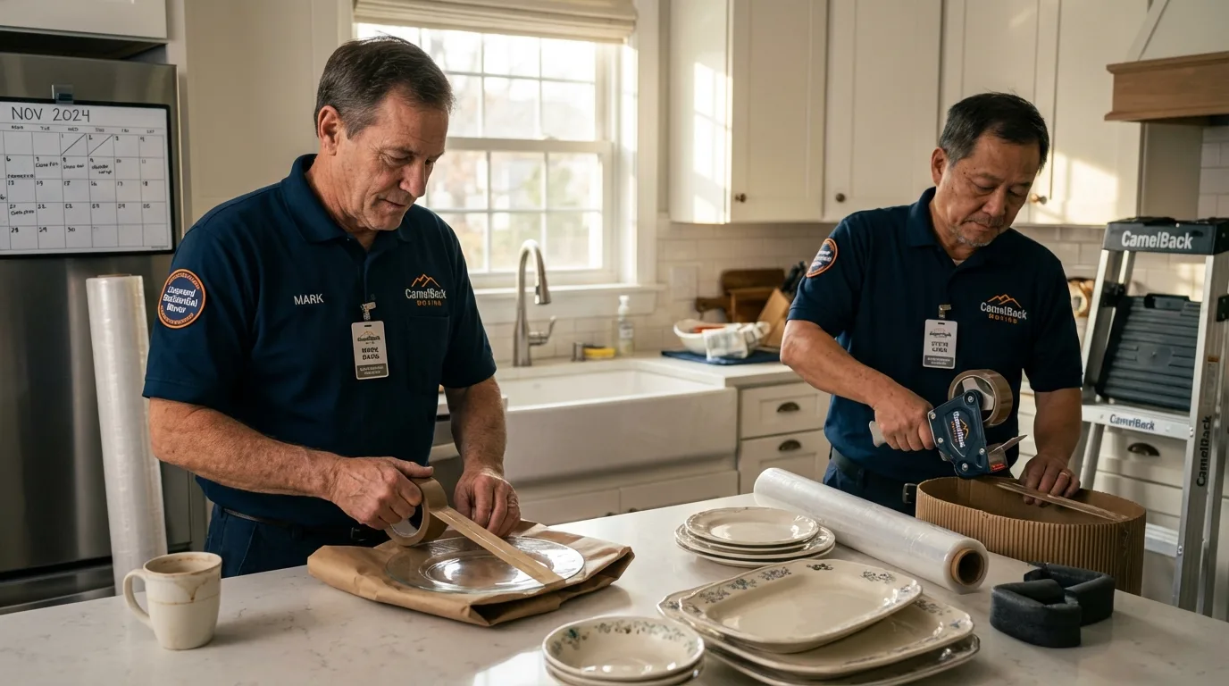 Professional crew packing kitchen dishware in Honey Brook, PA